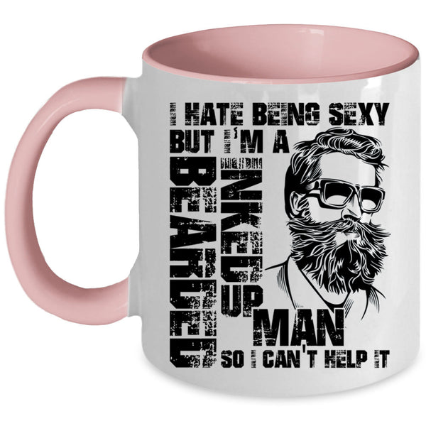 Cool Gift For My Husband Coffee Mug, I'm A Bearded Inked Up Man Accent Mug