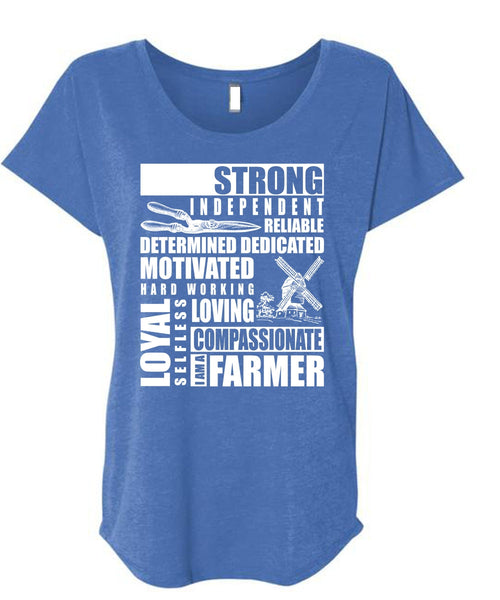 I Am A Farmer T Shirt, Hard Working Loving T Shirt, Cool Shirt (Ladies' Triblend Dolman Sleeve)