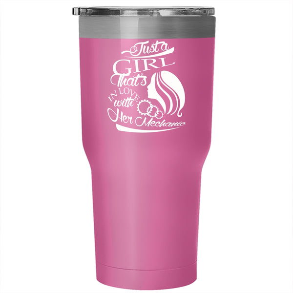 Just A Girl In Love With Her Mechanic Tumbler, Mechanic's Wife Mug