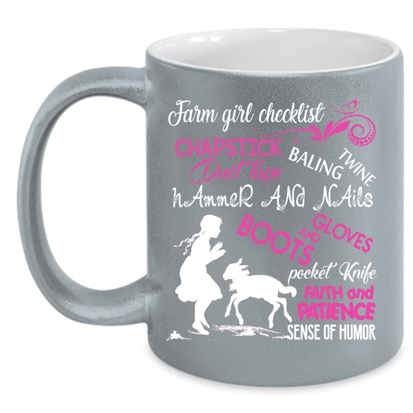 Farm Girl Checklist Coffee Mug, Beautiful Girls Coffee Cup