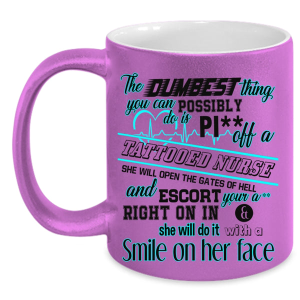 Funny Gift For Nurse Coffee Mug, Tattooed Nurse Accent Mug