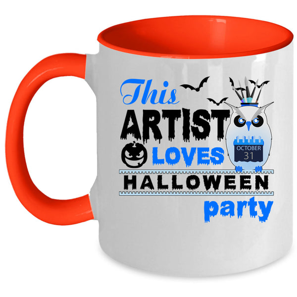 Cool Owl Coffee Mug, This Artist Loves Halloween Party Accent Mug