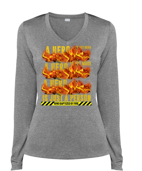 Who Baptized By Fire T Shirt, Being A Cooker T Shirt, Cool Shirt (Ladies LS Heather V-Neck)