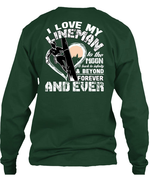 I Love My Lineman T Shirt, Moon And Back T Shirt