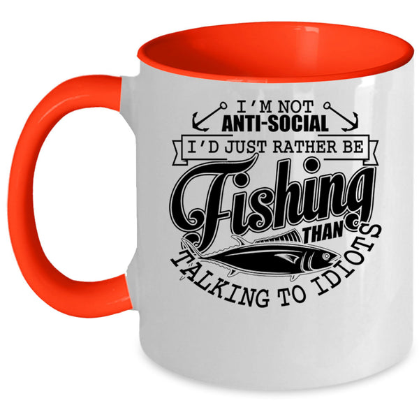Cool Fishing Coffee Mug, I'd Just Rather Be Fishing Accent Mug