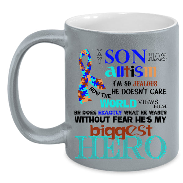 Cute Gift For Autism Mom Coffee Mug, My Son Has Autism Accent Mug