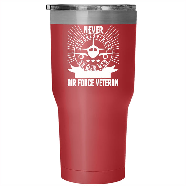 Old Man Is An Air Force Veteran Tumbler 30 oz Stainless Steel, Granddad Travel Mug