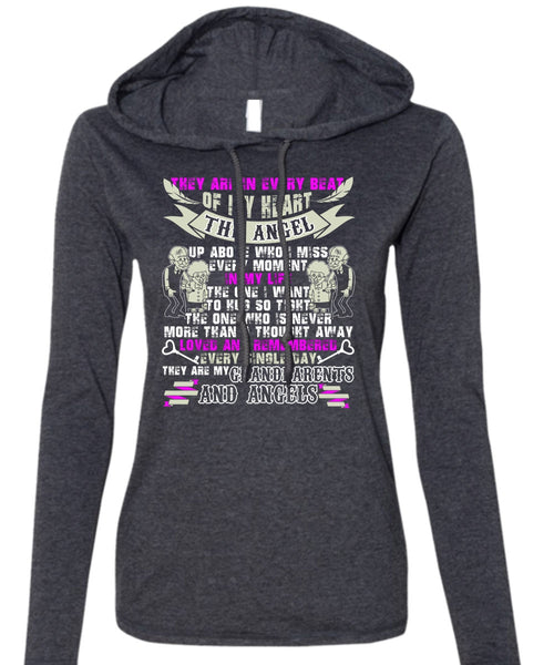 Grandparents And Angels T Shirt, Beat Of My Heart T Shirt (Anvil Ladies Ringspun Hooded)