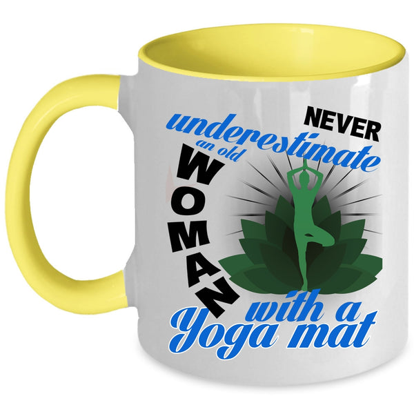 Awesome Grandma Coffee Mug, An Old Woman With A Yoga Mat Accent Mug
