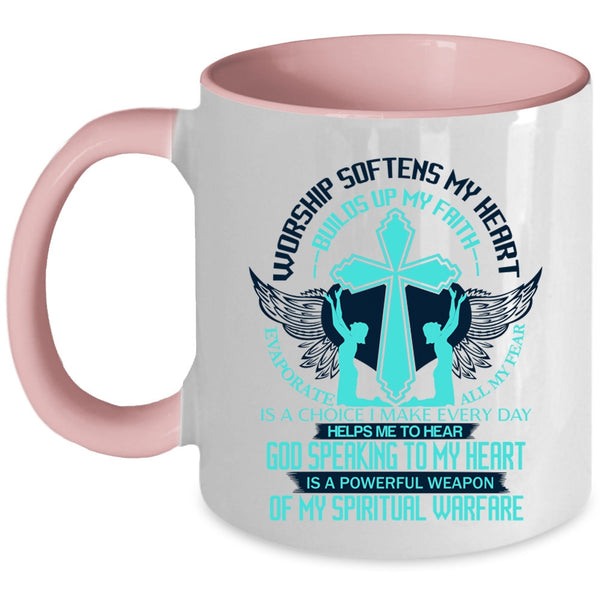 Awesome Coffee Mug, Worship Softens My Heart Accent Mug