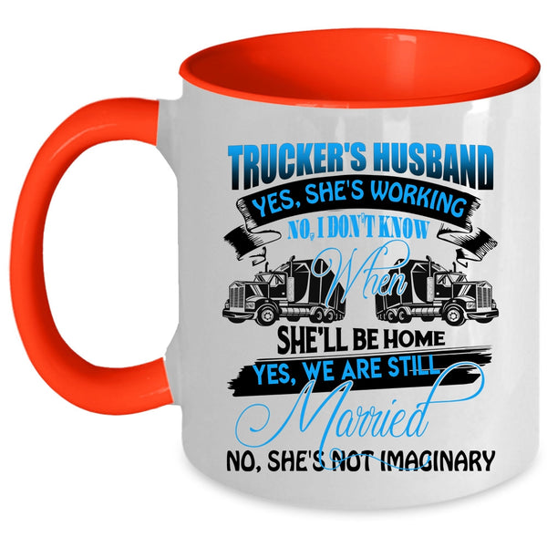 Cool Just Married Coffee Mug, Trucker's Husband Accent Mug