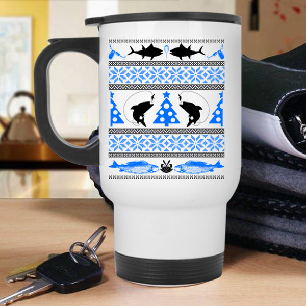 Christmas Tree  Travel Mug, Funny Fishing Mug