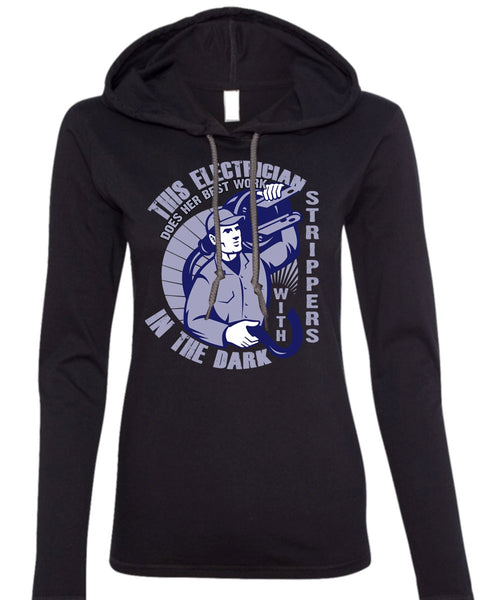 This Is Electrician T Shirt, I Love Electrician T Shirt (Anvil Ladies Ringspun Hooded)