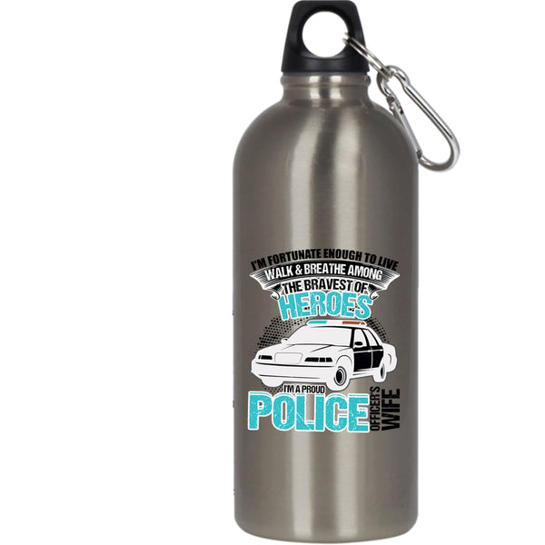 I'm A Proud Police Officer's Wife 20 oz Stainless Steel Bottle,I Love My Police Officer Outdoor Sports Water Bottle