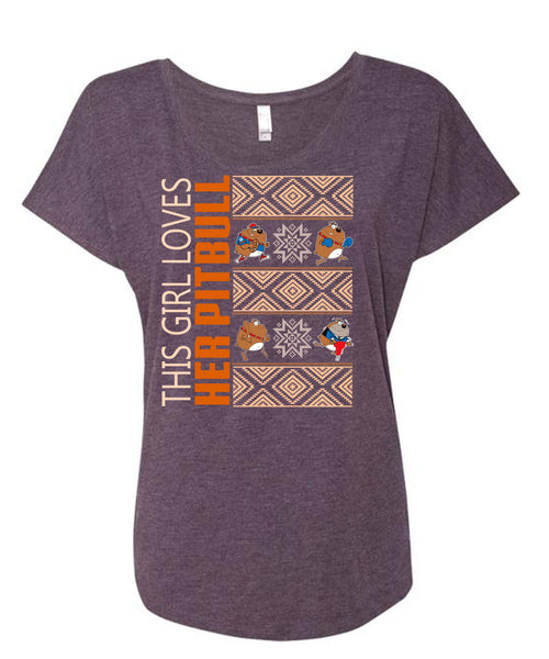 This Girl Loves Her Pit Bull T Shirt, This Girl Loves Christmas T Shirt, Cool Shirt (Ladies' Triblend Dolman Sleeve)