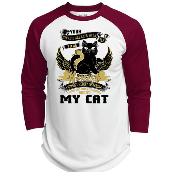 I Was Too Busy Thinking About My Cat T Shirt, I Love My Cat T Shirt, Awesome T-Shirts  (Polyester Game Baseball Jersey)