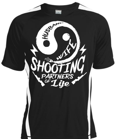 A black t-shirt with the shopify logo