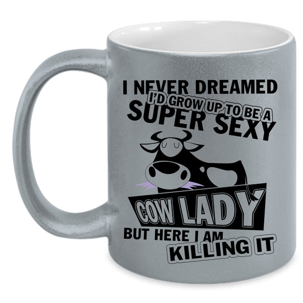 Cool Cow Lady Coffee Mug, I'd Grow Up To Be A Cow Lady Accent Mug