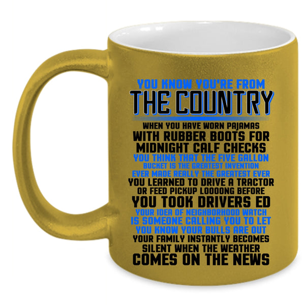 Cute Veterans Coffee Mug, You Know You're From The Country Accent Mug