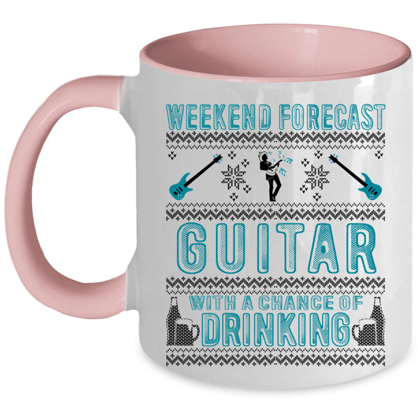 Chance Of Drinking Coffee Mug, Weekend Forecast Guitar Accent Mug
