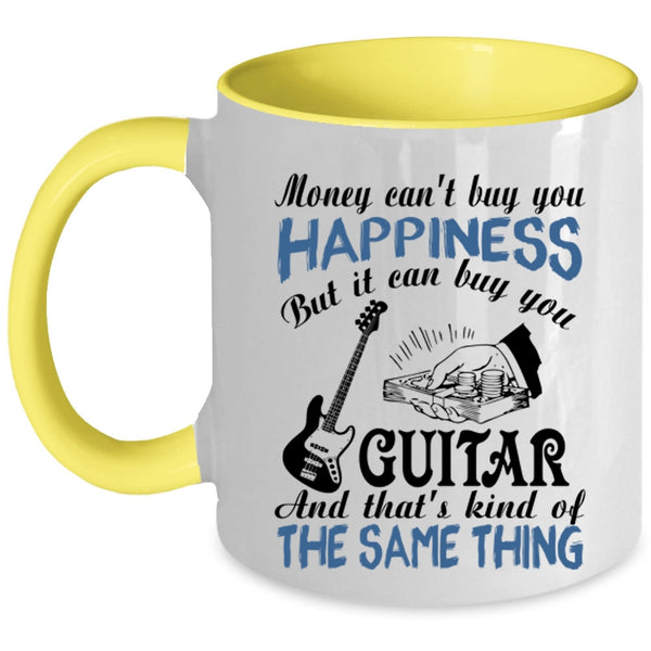 It Can Buy You Guitar Coffee Mug, Money Can't Buy You Happiness Accent Mug