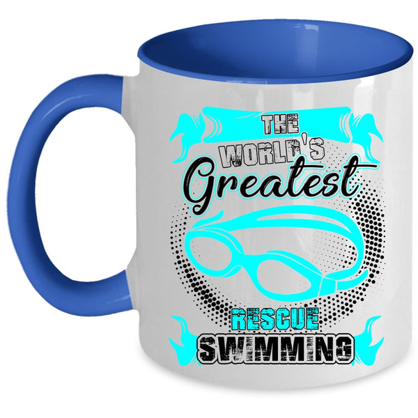 Funny Swimming Coffee Mug, The World's Greatest Rescue Swimming Accent Mug