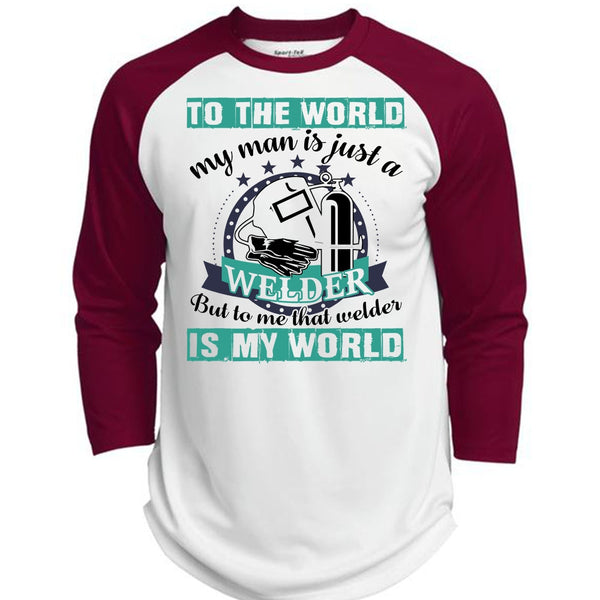 My Man Is Just A Welder T Shirt, I Love Welding T Shirt, Awesome T-Shirts  (Polyester Game Baseball Jersey)