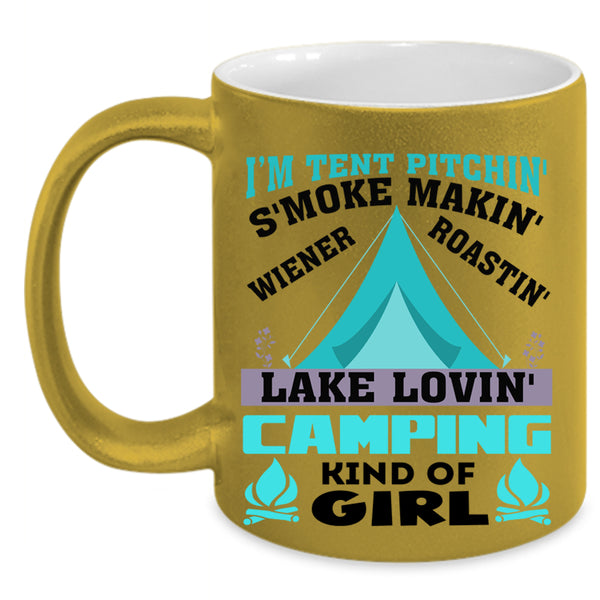 Camping Kind Of Girl Coffee Mug, I'M Tent Pitching Accent Mug
