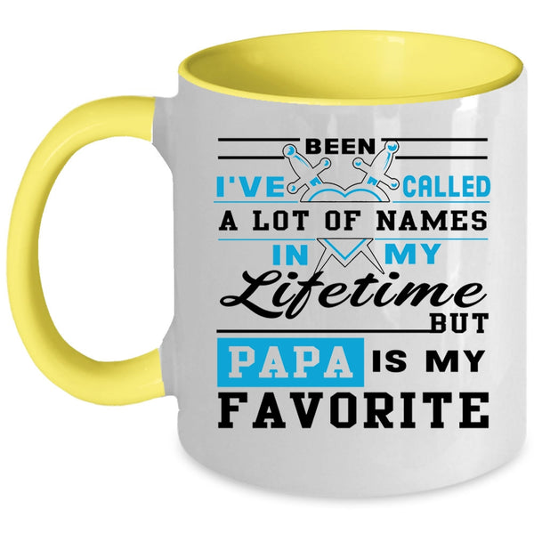 Cool Gift For Dad Coffee Mug, Papa Is My Favorite Name Accent Mug