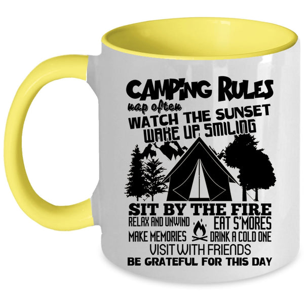 Awesome Gift For Camper Coffee Mug, Camping Rules Accent Mug