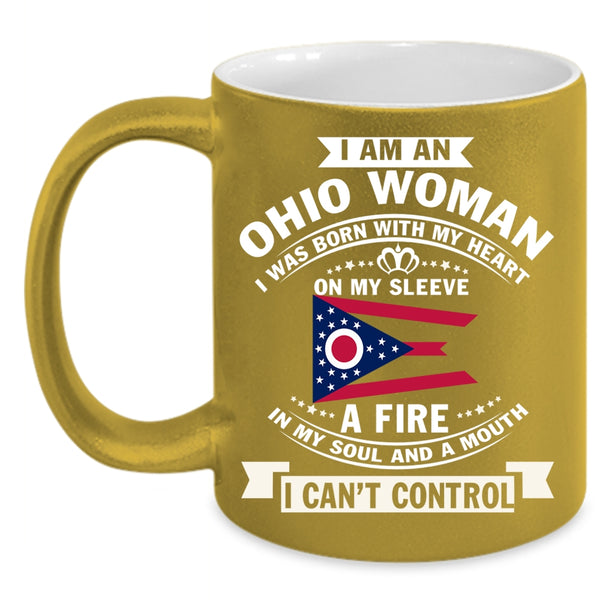 I Am An Ohio Woman Coffee Mug, Ohio Flag Coffee Cup