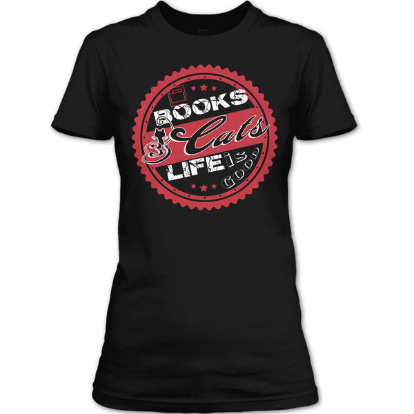 Books & Cat Life Is Good T Shirt, I Love Reading Book T Shirt