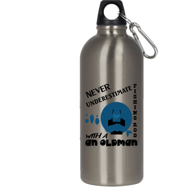 An Old Man With A Fishing Rod 20 oz Stainless Steel Bottle,Cool Fishing Outdoor Sports Water Bottle