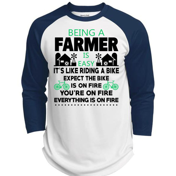 Being A Farmer Is Easy T Shirt, Being A Farmer T Shirt, Awesome T-Shirts  (Polyester Game Baseball Jersey)