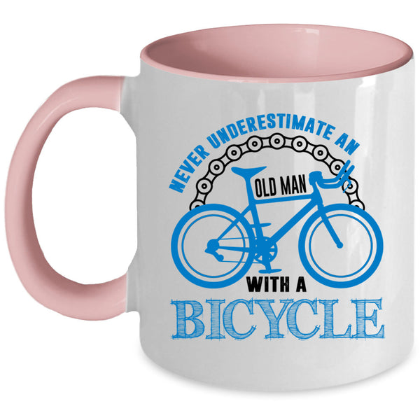 Cool Grandpas Coffee Mug, An Old Man With A Bicycle Accent Mug