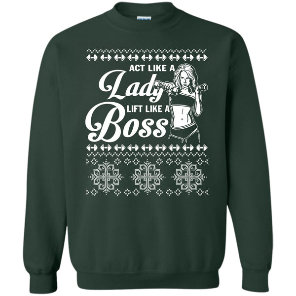 Lift Like A Boss T Shirt, Lady Merry Christmas Sweatshirt
