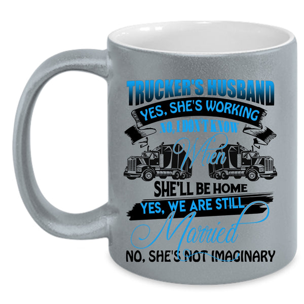 Cool Just Married Coffee Mug, Trucker's Husband Accent Mug
