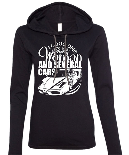 I Love One Woman And Several Cars T Shirt, Being A Driver T Shirt (Anvil Ladies Ringspun Hooded)