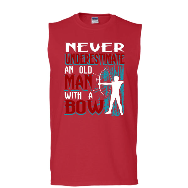 Never Underestimate T Shirt, An Old Man With A Bow T Shirt, Cool T Shirt (Men's Cotton Sleeveless)