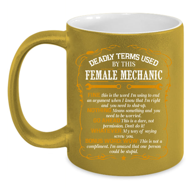 Female Mechanic Coffee Mug, Cool Gift For Mom Coffee Cup