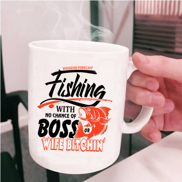 Cool Fisher Coffee Mug, Weekend Forecast Fishing Cup