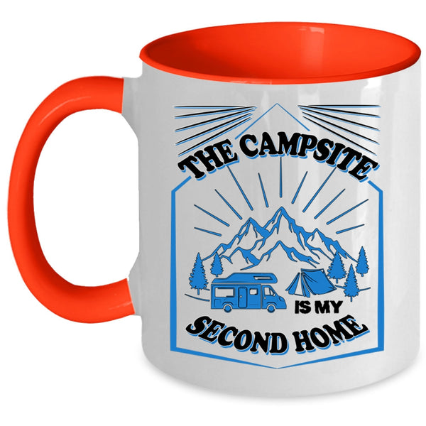 Cute Camper Coffee Mug, The Campsite Is My Second Home Accent Mug
