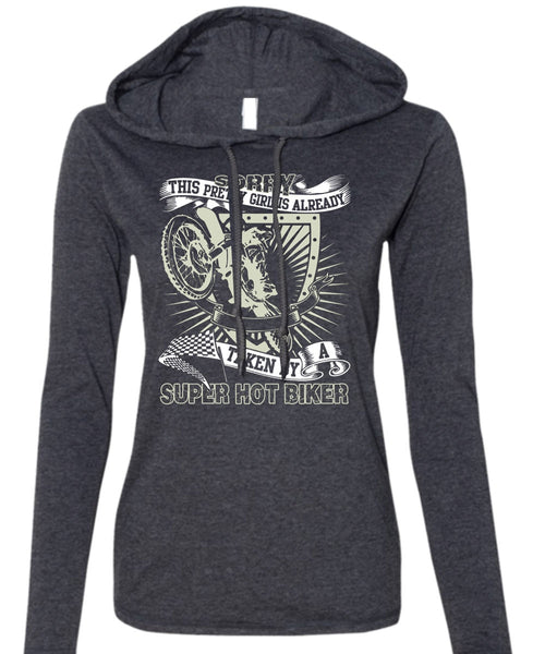 Taken By A Hot Biker T Shirt, Being A Biker T Shirt (Anvil Ladies Ringspun Hooded)