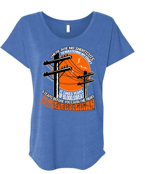 To Be Called Electrician T Shirt, Blood Sweat And Tears T Shirt, Cool Shirt (Ladies' Triblend Dolman Sleeve)