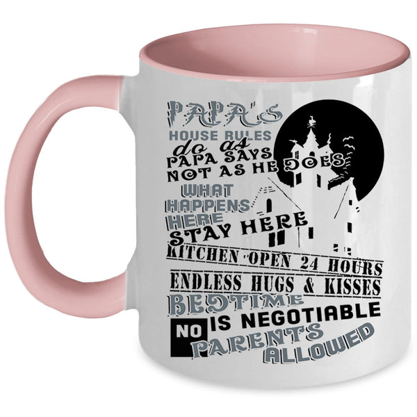 Gift For Father's Day Coffee Mug, Papa's House Rules Accent Mug