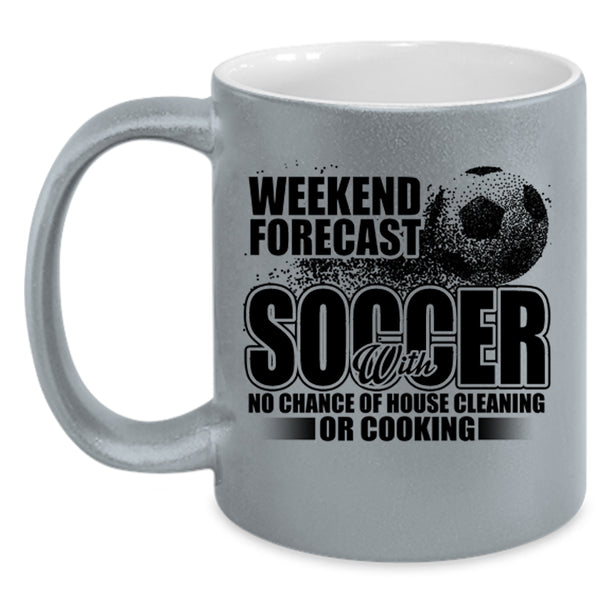Funny Soccer Coffee Mug, Weekend Forecast Soccer Accent Mug