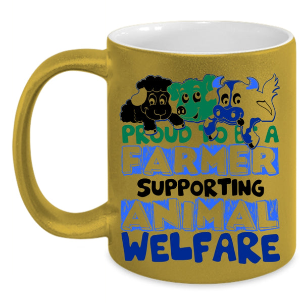 Supporting Animal Coffee Mug, Proud To Be A Farmer Accent Mug