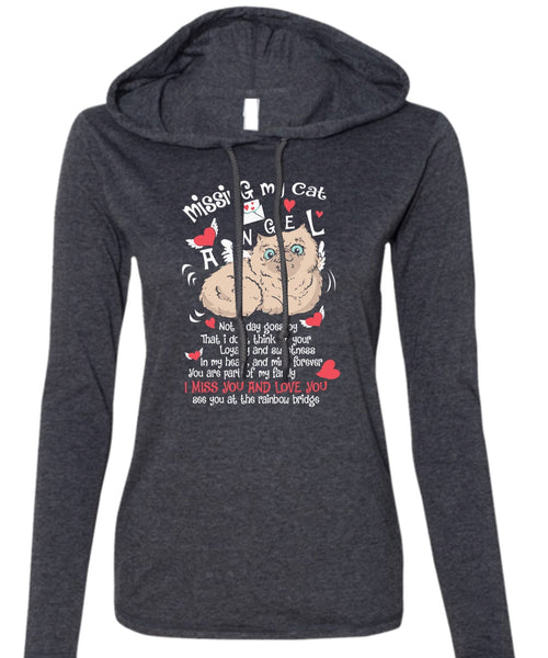 Missing My Cat Angel T Shirt, I Miss You And Love You T Shirt (Anvil Ladies Ringspun Hooded)