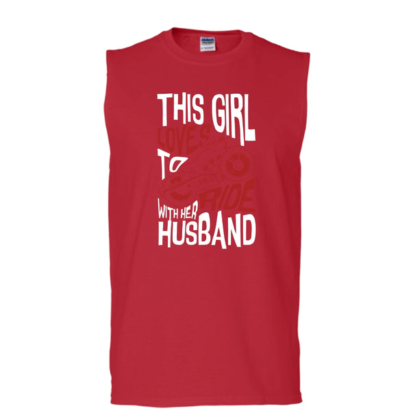 This Girl Loves To Ride With Her Husaband T Shirt, Rider T Shirt, Cool T Shirt (Men's Cotton Sleeveless)