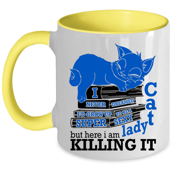 Cool Cat Lady Coffee Mug, I'd Grow Up To Be A Cat Lady Accent Mug
